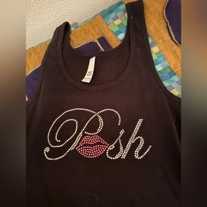 Black tank top with “Posh” in bling on front L